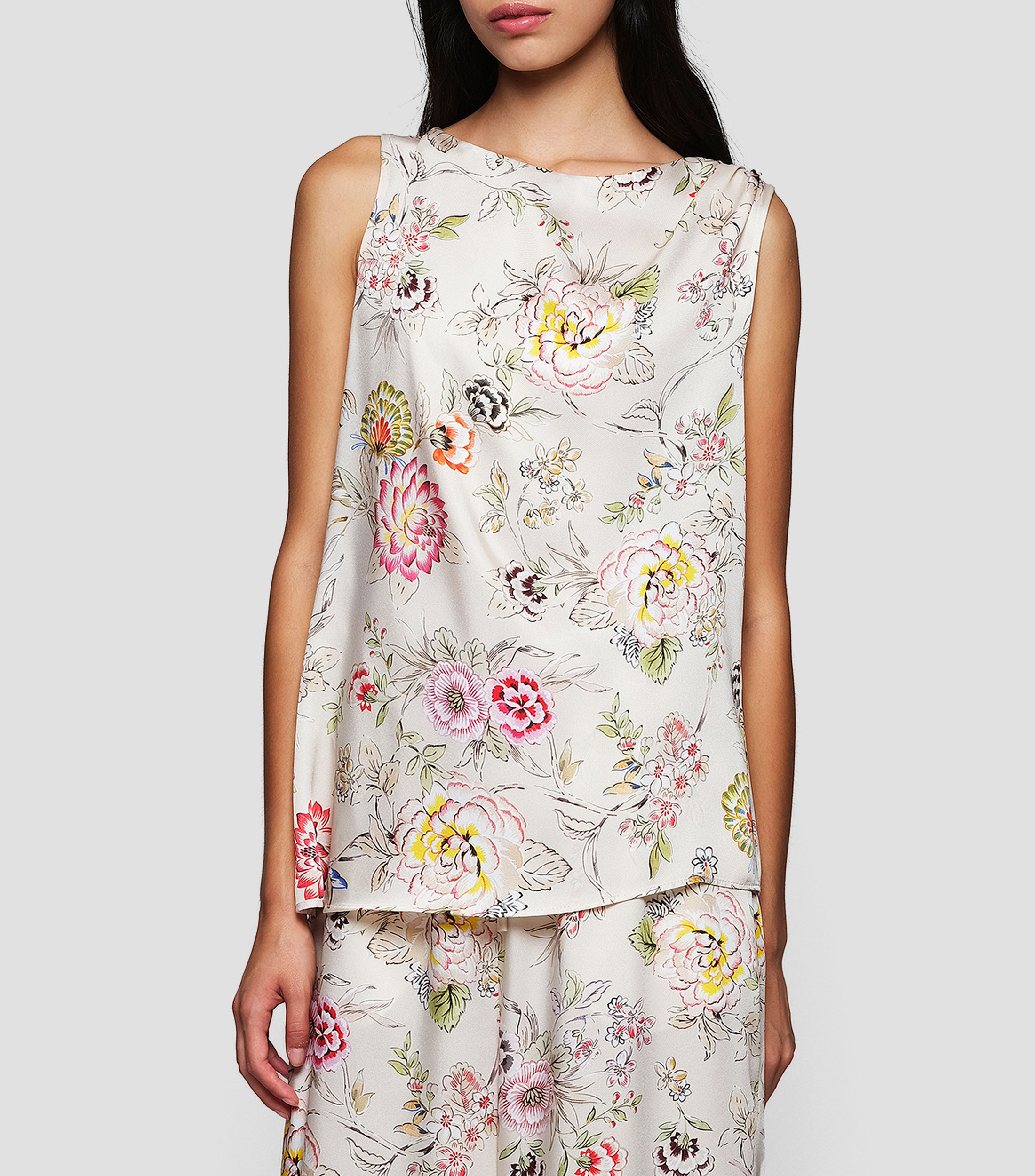 Blusa estampada sin mangas Mujer